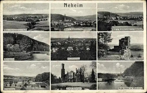 Ak Neheim Arnsberg im Sauerland, Schwimmbad, Schloss Herdringen, Möhnepartie, Richters Köpchen