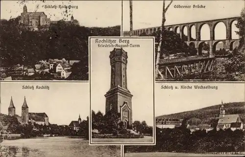 Ak Rochlitz Sachsen, Schloss Rochsburg, Göhrener Brücke, Friedrich August Turm