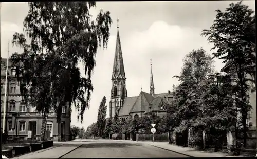 Ak Hainichen in Sachsen, Heinrich Heine Straße, Kirche