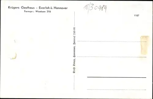 Ak Everloh Gehrden bei Hannover, Rittergut Erichshof, Krügers Gasthaus, Straßenpartie