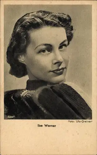 Ak Schauspielerin Ilse Werner, Portrait, Ross Verlag