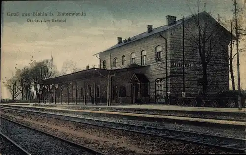 Ak Biehla Elsterwerda Brandenburg, Oberlausitzer Bahnhof, Gleissetite