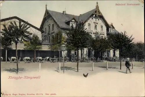 Ak Dresden Klotzsche Königswald, Bahnhofsrestaurant