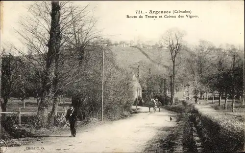 Ak Argences Calvados, Route de Troarn et Coteau des Vignes