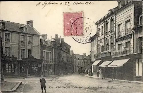 Ak Argences Calvados, Grande Rue