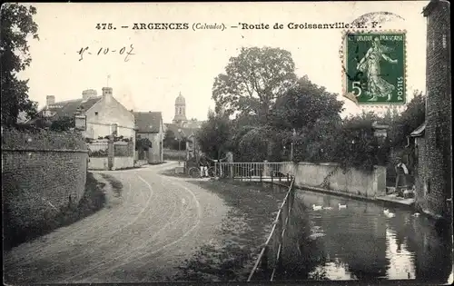 Ak Argences Calvados, Route de Croissanville