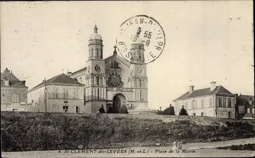 Ak Saint Clément des Levées Maine-et-Loire, Place de la Mairie