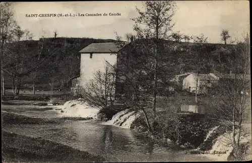 Ak Saint Crespin Maine et Loire, Les Cascades de Gaudu