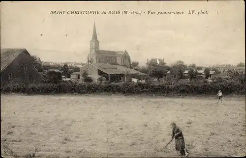 Ak Saint Christophe du Bois Maine et Loire, Vue panoramique