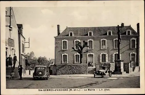Ak Sainte Gemmes d'Andigné Maine et Loire, La Mairie