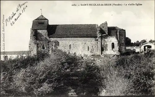 Ak Saint Nicolas de Brem Vendée, La vieille Eglise