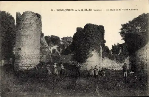 Ak Commequiers Vendée, Les Ruines du Vieux Chateau