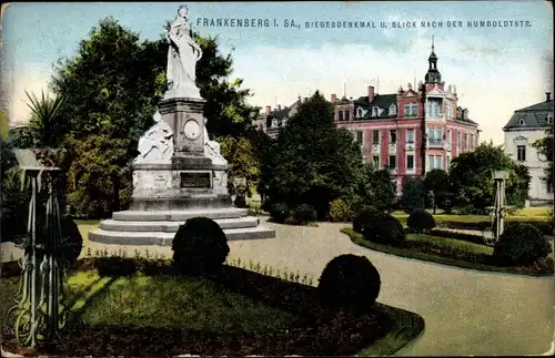 Ak Frankenberg an der Zschopau Sachsen, Siegesdenkmal, Blick nach Humboldtstraße