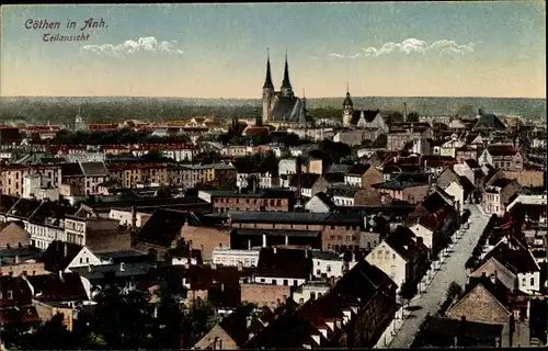 Ak Köthen in Anhalt, Teilansicht, Kirche