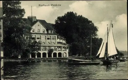 Ak Bad Saarow Pieskow Brandenburg, Kurhaus, Segelboot
