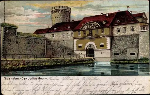 Litho Berlin Spandau, Juliusturm, Gewässer, Eingangstor