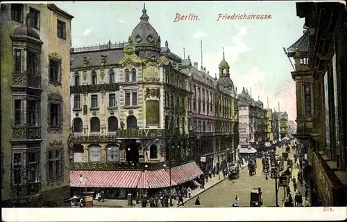 Ak Berlin Mitte, Friedrichstraße, Geschäftshaus, Straßenverkehr