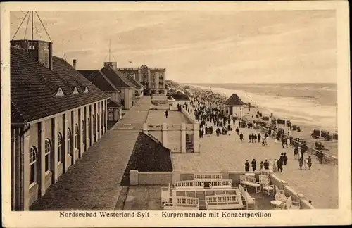 Ak Westerland auf Sylt, Kurpromenade mit Konzertpavillon