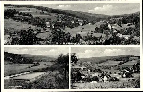 Ak Haingrund Lützelbach im Odenwald Hessen, Panorama, Schwimmbad,Teilansicht