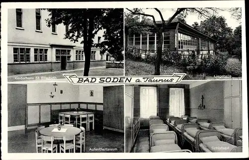 Ak Bad Soden am Taunus Hessen, Kinderheim St. Elisabeth, Außenansicht, Innenansicht