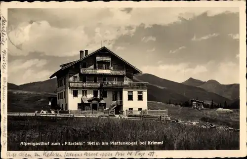 Ak Krimml in Salzburg, Alpengasthof zum Filzstein am Plattenkogel, Blick gegen Kröndler
