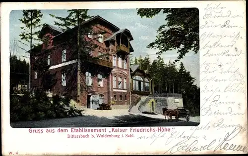Ak Dzietrzychów Dittersbach Wałbrzych Waldenburg Schlesien, Etablissement Kaiser Friedrichs Höhe