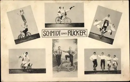 Ak Schmidt und Rücker, Kunstfahrer, Fahrradakrobaten