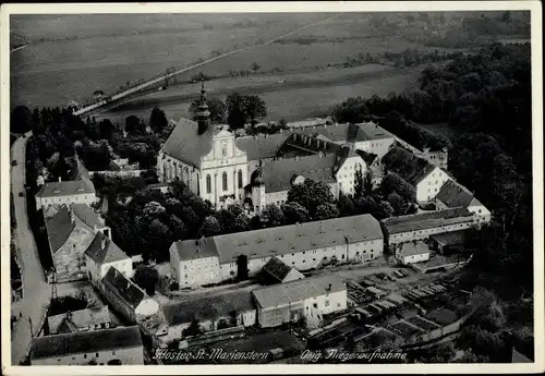 Ak Panschwitz Kuckau Oberlausitz, Kloster St. Marienstern, Fliegeraufnahme