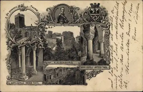Ak Cheb Eger Region Karlsbad, Kaiserburg, Schwarzer Turm, Doppelkapelle, Wallenstein