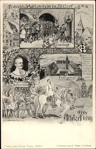 Ak Altdorf im Kreis Fürth Mittelfranken, Festspiel Wallenstein, Karzertaufe, Kollegium, Seminar