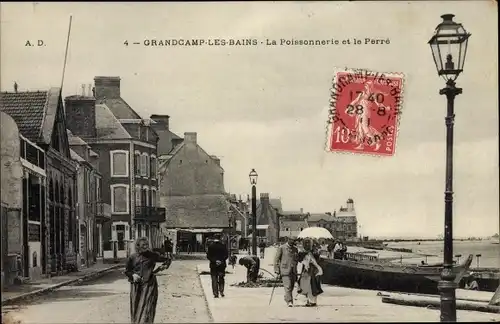 Ak Grandcamp les Bains Calvados, La Poissonnerie et le Perre