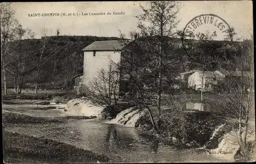 Ak Saint Crespin Maine et Loire, Les Cascades de Gaudu