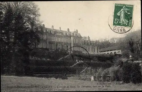 Ak Saint Christophe le Jajolet Orne, Chateau de Sassy, Terrasses, Vue sur le Parc