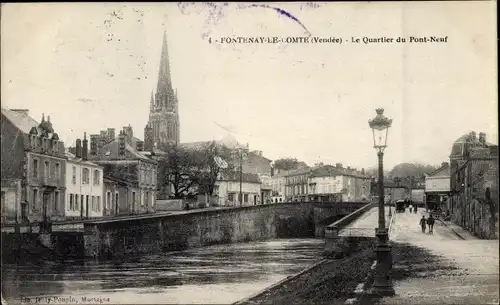Ak Fontenay le Comte Vendée, Le Quartier du Pont Neuf