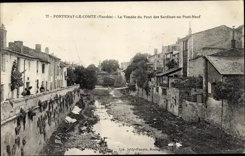 Ak Fontenay le Comte Vendée, La Vendée du Pont des Sardines au Pont Neuf