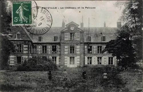 Ak Friville Somme, Le Chateau et la Pelouse