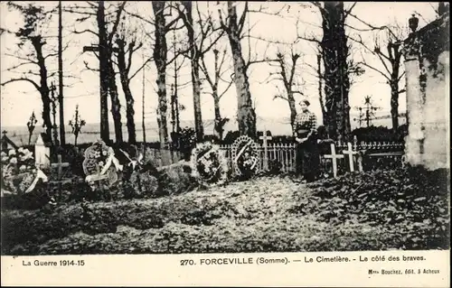 Ak Forceville Somme, Le Cimetiere