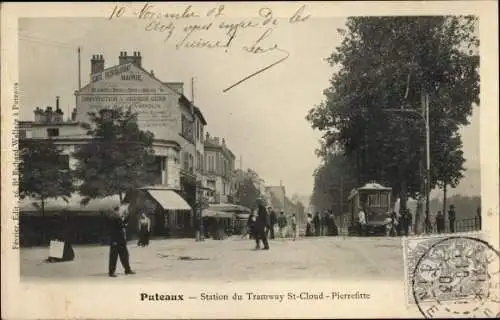 Ak Puteaux Hauts de Seine, Station du Tramway Saint Cloud - Pierrefitte