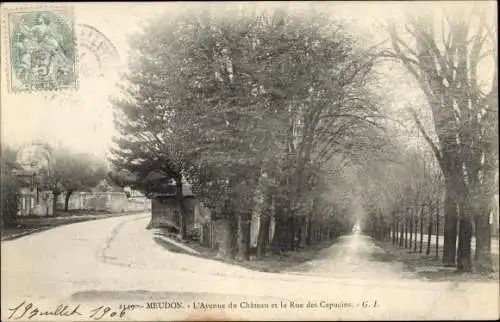 Ak Meudon Hauts de Seine, L'Avenue du Chateau et la Rue des Capucins