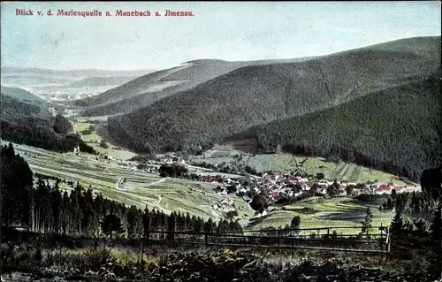 Ak Manebach Ilmenau in Thüringen, Blick von der Marienquelle