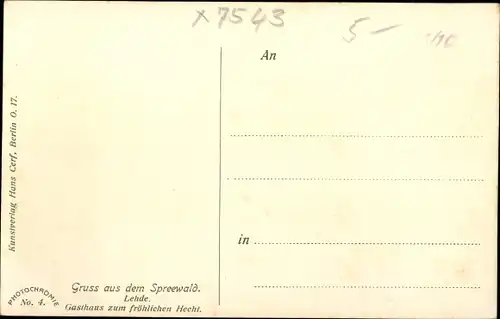 Ak Lehde Lübbenau im Spreewald, Gasthaus zum fröhlichen Hecht 