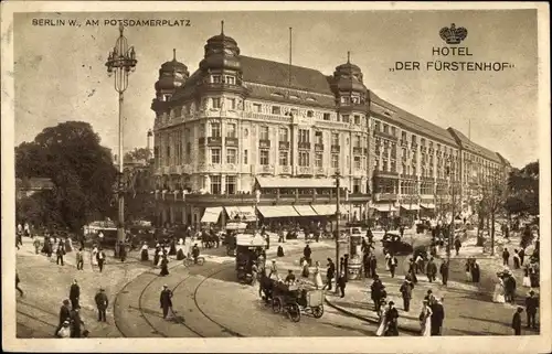Ak Berlin Tiergarten, Hotel Der Fürstenhof am Potsdamer Platz, Straßenszene