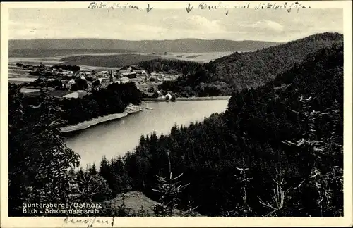 Ak Güntersberge Harzgerode Ostharz, Blick von der Schönemannsruh