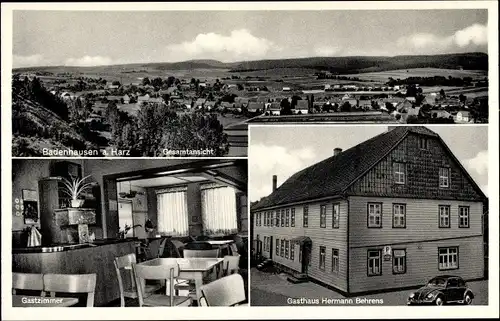Ak Badenhausen Bad Grund im Harz, Gesamtansicht, Gasthof, Gastzimmer, VW Käfer