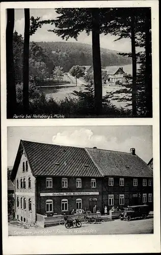 Ak Eimen im Weserbergland, Partie bei Helleberg's Mühle, Gasthaus Zur Wohrt