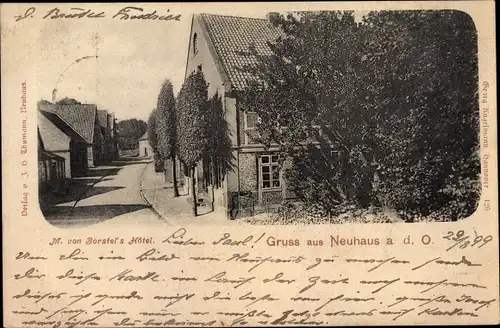 Ak Neuhaus an der Oste, Straßenpartie mit Hotel