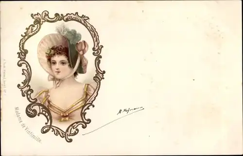 Präge Künstler Ak Hofmann, R., Dame mit Hut, Madame de Vintimille