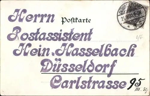 Litho Liebespaar beim Abschied und beim Wiedersehen