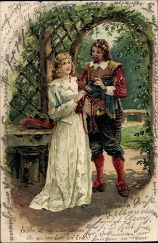 Präge Litho Liebe ist von allen Lehren, Trompeter von Säckingen mit Frau