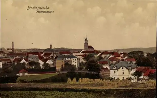 Ak Bischofswerda in Sachsen, Totalansicht der Ortschaft